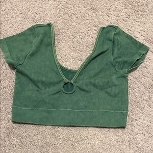 Green Ribbed Women's Top